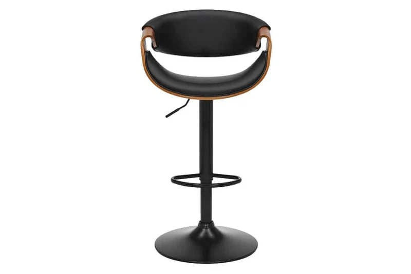 Design Barhocker FAMOUS schwarz höhenverstellbar Walnuss Armlehne