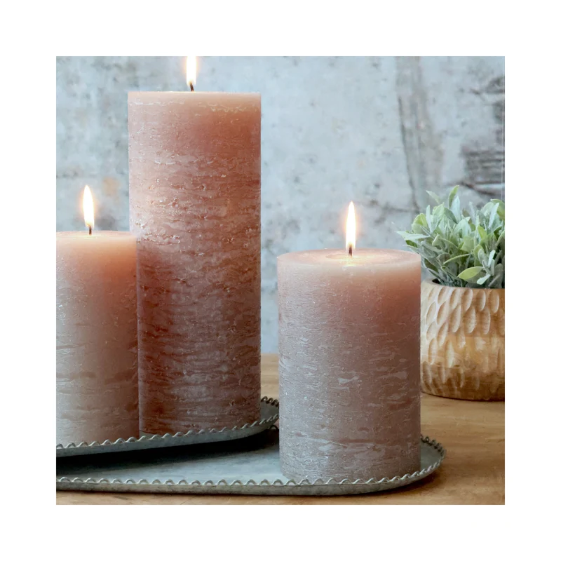 Chic Antique – Macon Stumpenkerze rustikal greige 90 Std