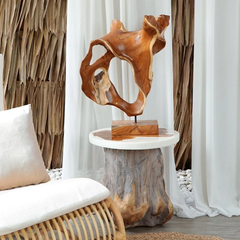 Design Teakholz Skulptur CULTURA 70cm Deko-Objekt natural Handmade