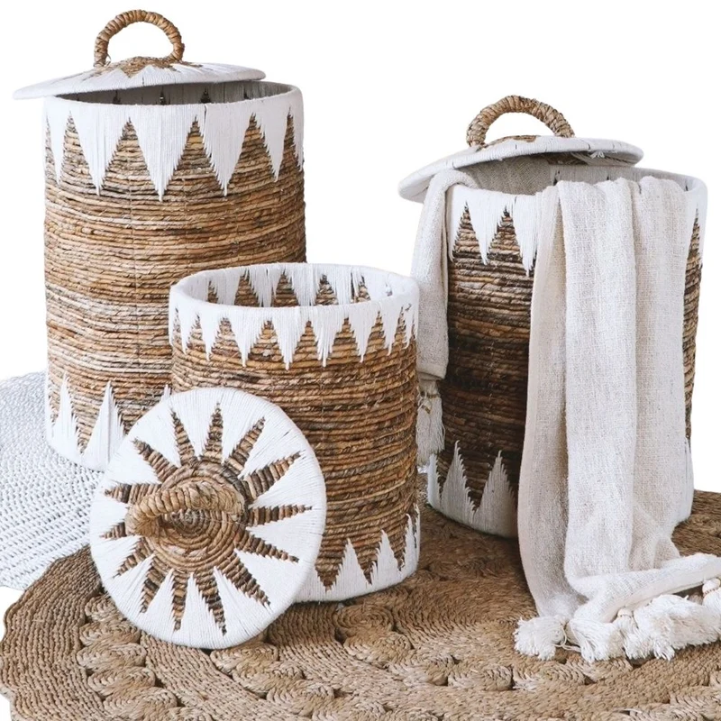 Natur Korb RUSH 65cm rund Binsen geflochten natural Handmade