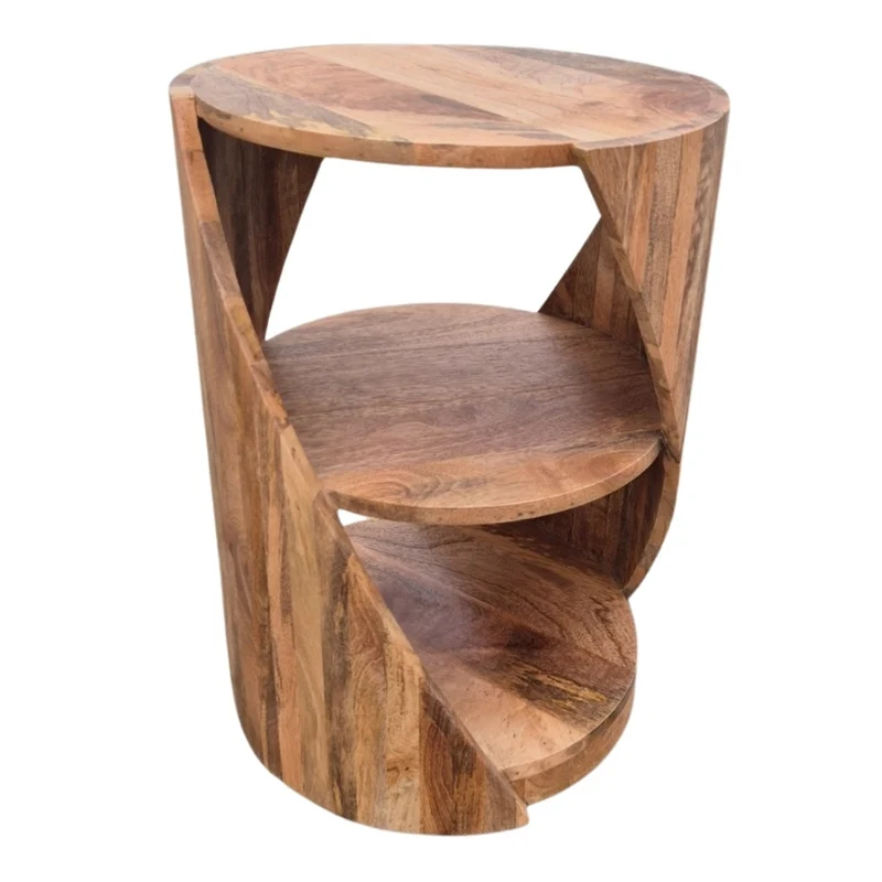 Massivholz Beistelltisch KITAR-D 55cm Mangoholz natural Handmade