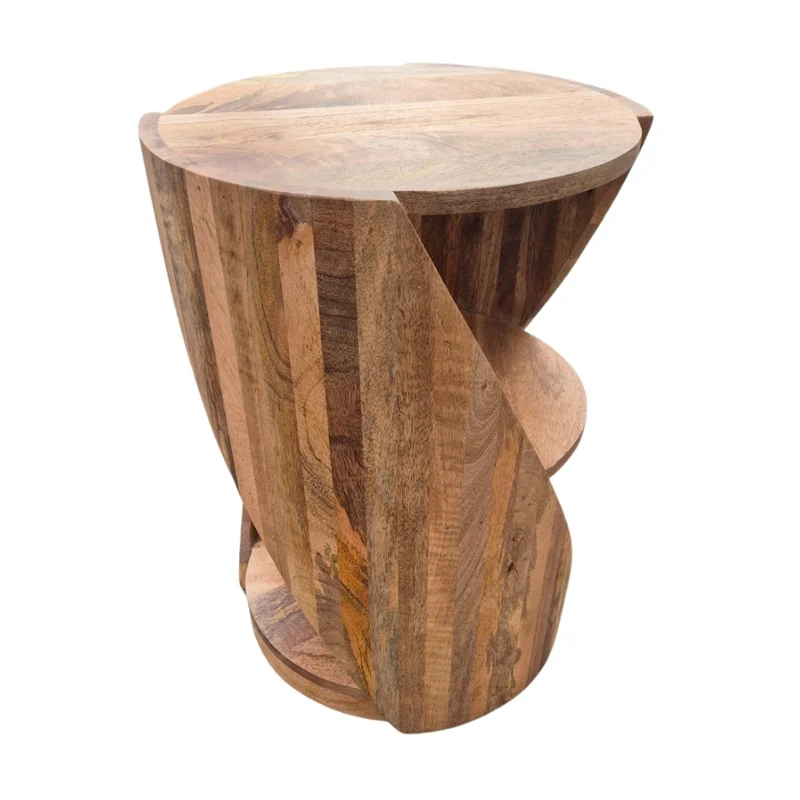 Massivholz Beistelltisch KITAR-D 55cm Mangoholz natural Handmade