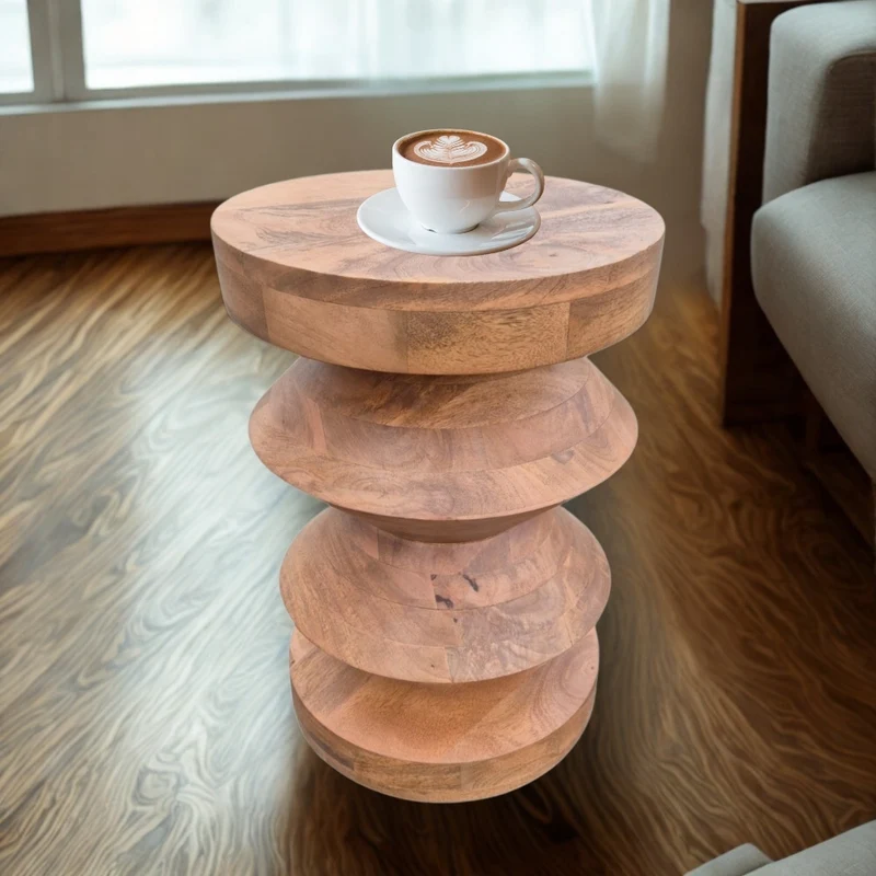 Massivholz Beistelltisch KITAR-C 50cm Mangoholz natural Handmade