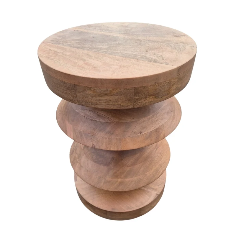 Massivholz Beistelltisch KITAR-C 50cm Mangoholz natural Handmade