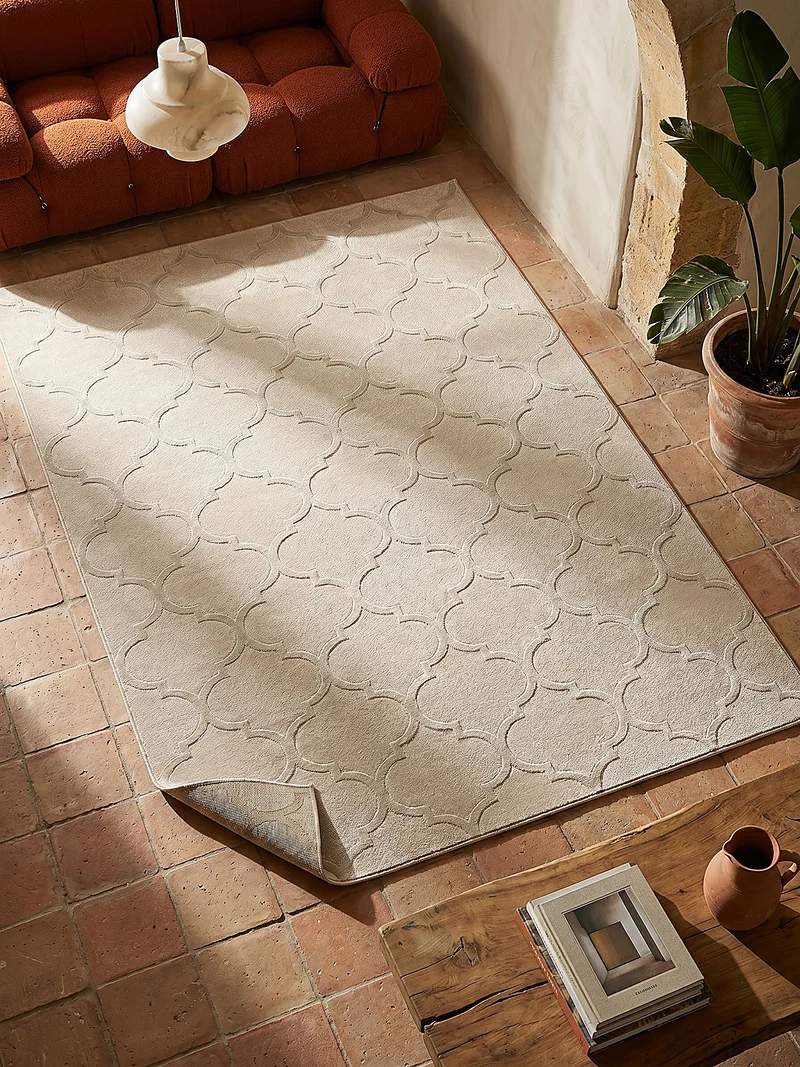Kurzflor-Teppich Marokko-Ornament - Polyester, 13 mm Gesamthöhe
