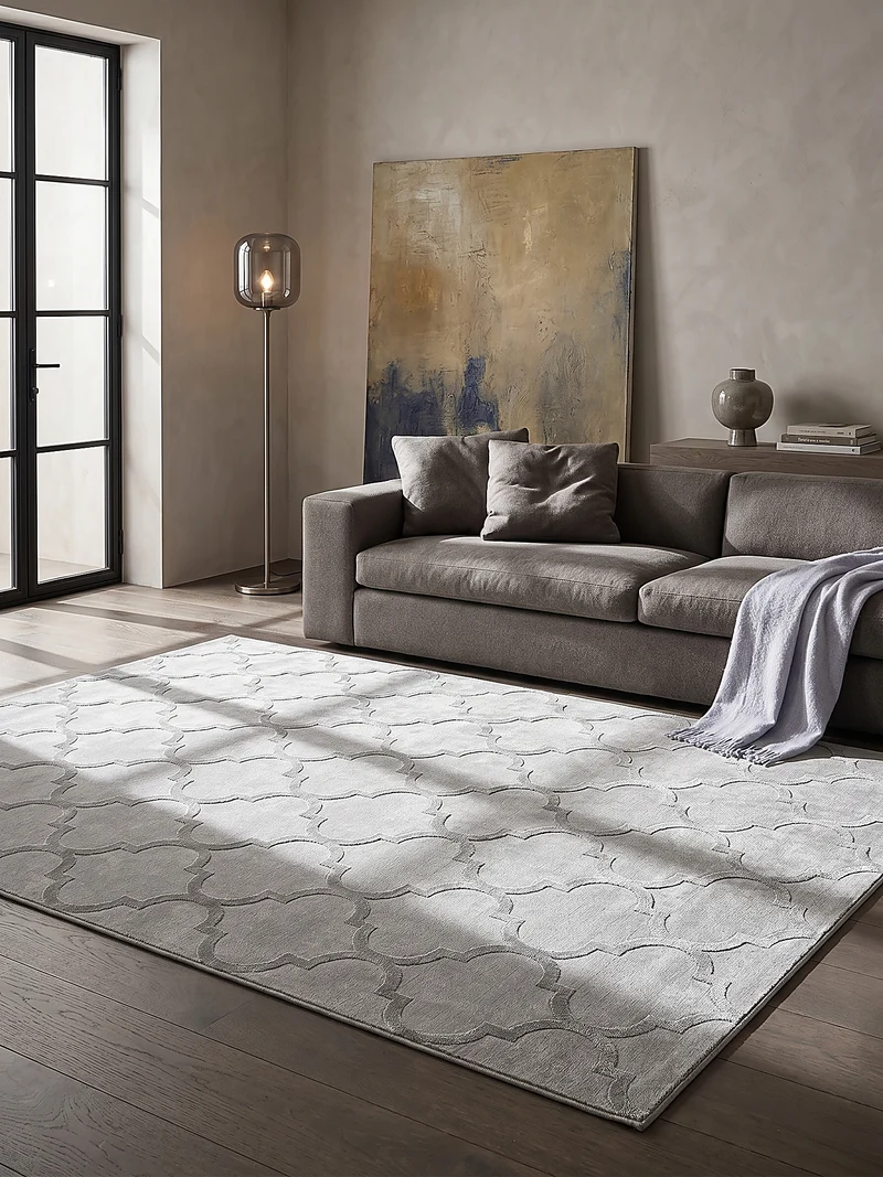 Kurzflor-Teppich Marokko-Ornament - Polyester, 13 mm Gesamthöhe