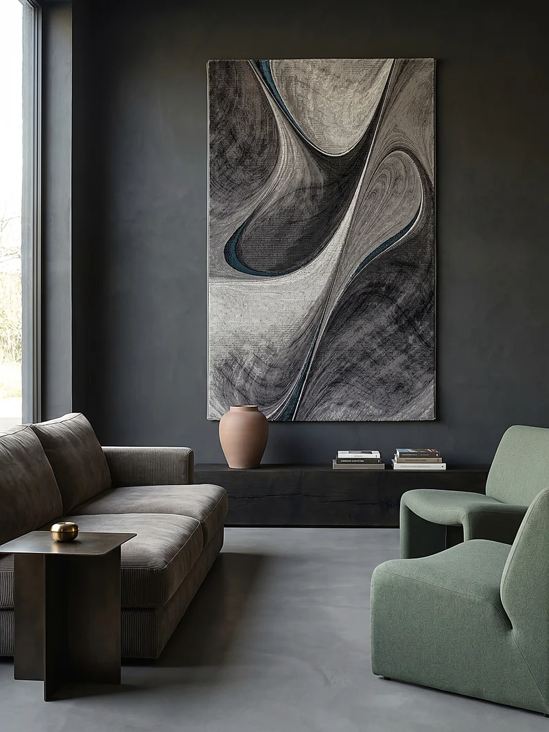 Kurzflor-Teppich fließende Wellen in Marmoroptik - Polypropylen, 14 mm Gesamthöhe