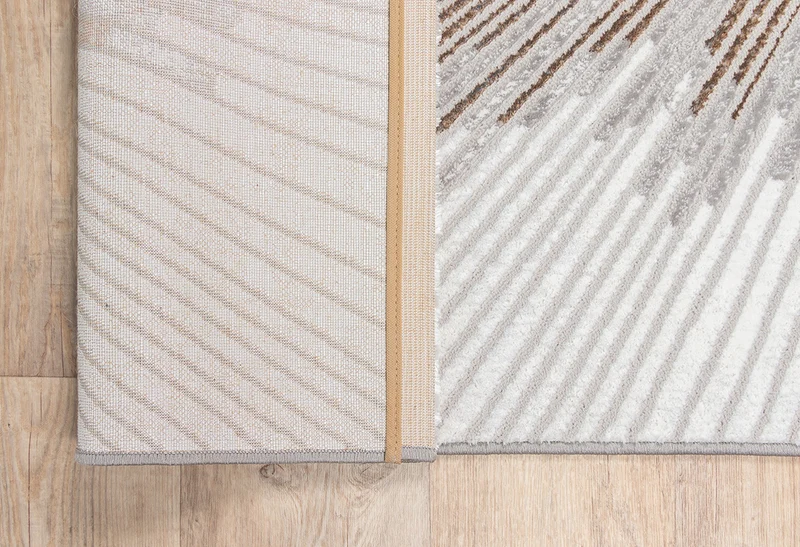Kurzflor-Teppich Metallic Sunburst-Palmblatt - Polyester, 9 mm Gesamthöhe