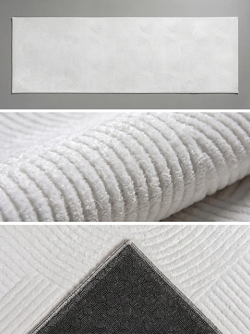 Kurzflor-Teppich 3D-Relief geometrische Bögen - Polypropylen, 9 mm Gesamthöhe