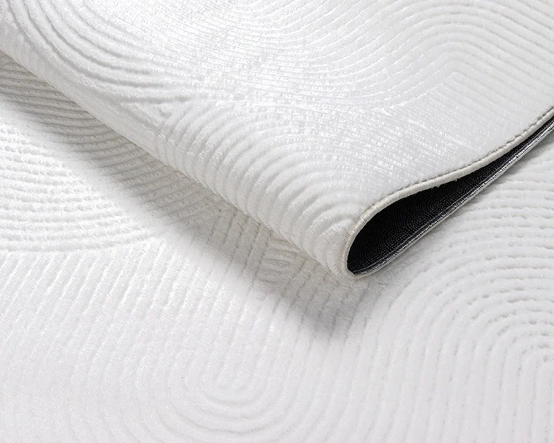 Kurzflor-Teppich 3D-Relief geometrische Bögen - Polypropylen, 9 mm Gesamthöhe
