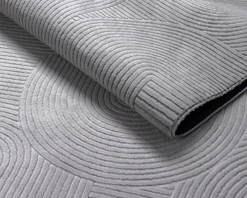 Kurzflor-Teppich 3D-Relief geometrische Bögen - Polypropylen, 9 mm Gesamthöhe