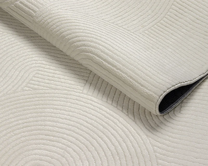 Kurzflor-Teppich 3D-Relief geometrische Bögen - Polypropylen, 9 mm Gesamthöhe