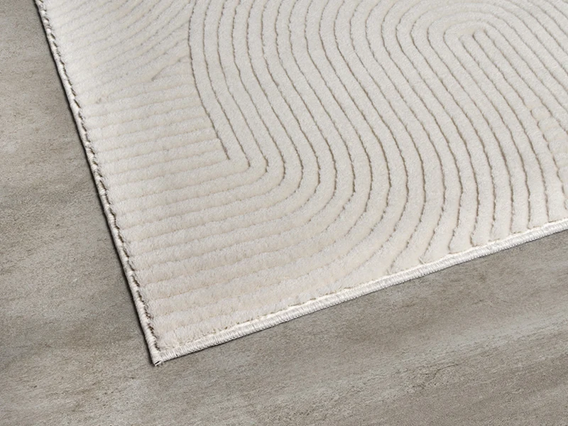 Kurzflor-Teppich 3D-Relief geometrische Bögen - Polypropylen, 9 mm Gesamthöhe
