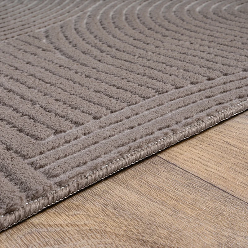 Kurzflor-Teppich 3D-Relief geometrische Bögen - Polypropylen, 9 mm Gesamthöhe