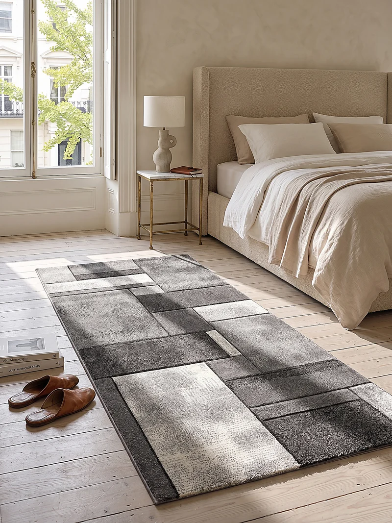 Kurzflor-Teppich Patchwork-Rechtecke - Polypropylen, 14 mm Gesamthöhe