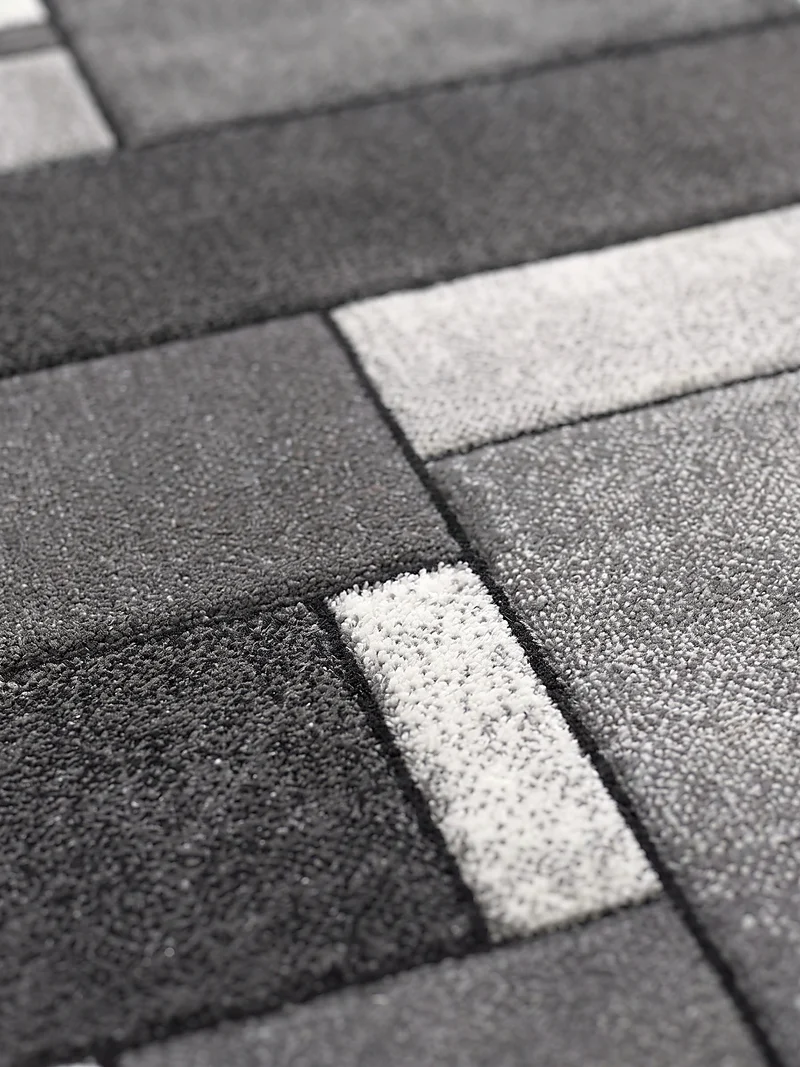 Kurzflor-Teppich Patchwork-Rechtecke - Polypropylen, 14 mm Gesamthöhe