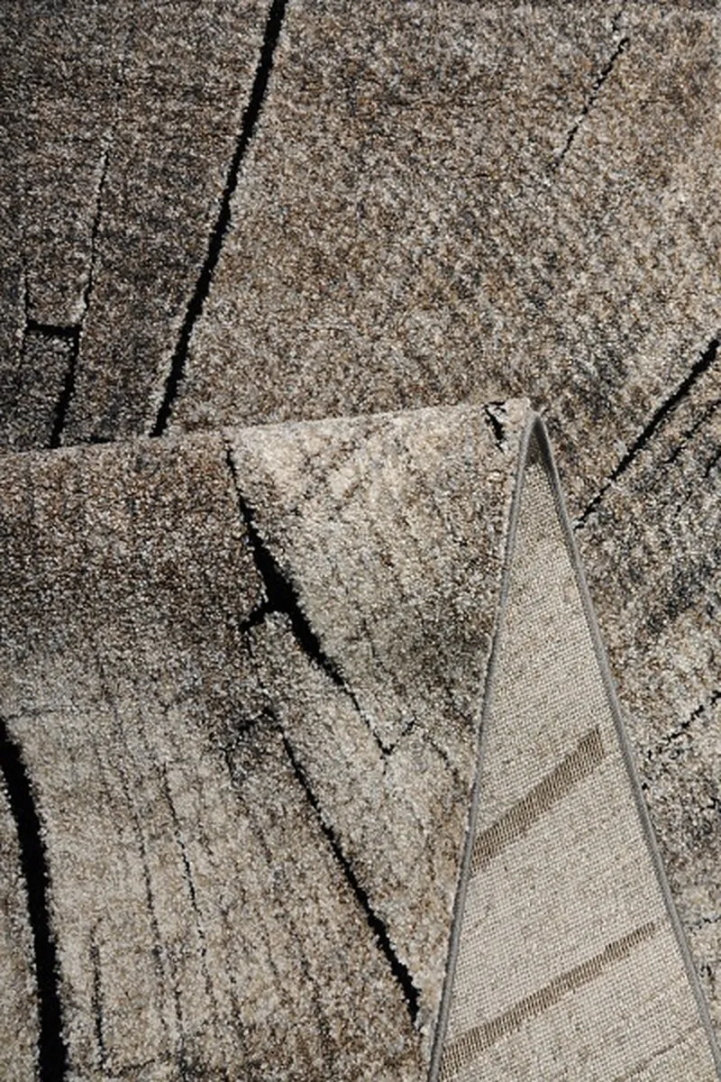 Kurzflor-Teppich Baumstamm-Querschnitt - Polypropylen-Polyester-Mix, 14 mm Gesamthöhe
