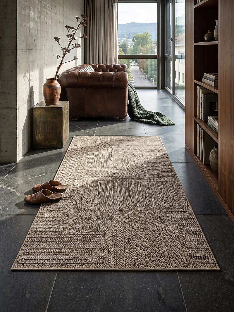 Flachgewebe-Teppich Bouclé-Flechtoptik - Polypropylen, 4 mm Gesamthöhe
