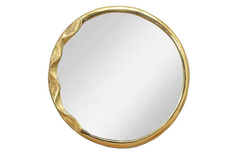 Design Wandspiegel BARATO 55cm rund gold Metall Handarbeit