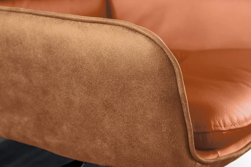Echtleder Barstuhl CHARLES cognac höhenverstellbar drehbar Armlehnen