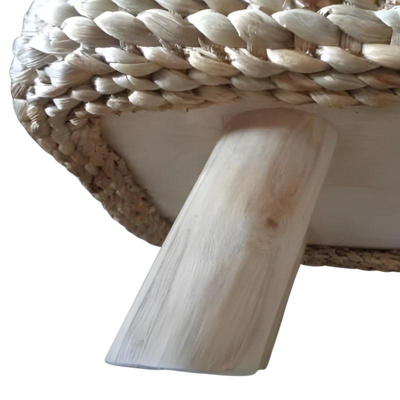 Wasserhyazinth Teakholz Sitzbank AMSTERDAM 80cm natural Unikat