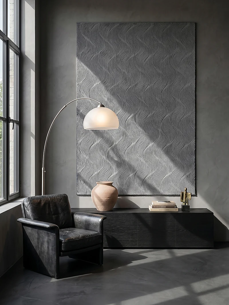 Kurzflor-Teppich 3D-Relief mit geschwungenen - Polypropylen, 9 mm Gesamthöhe