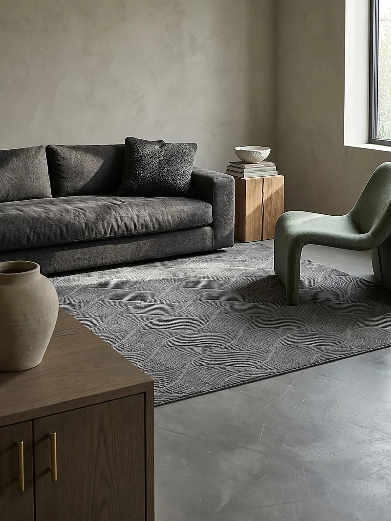 Kurzflor-Teppich 3D-Relief mit geschwungenen - Polypropylen, 9 mm Gesamthöhe