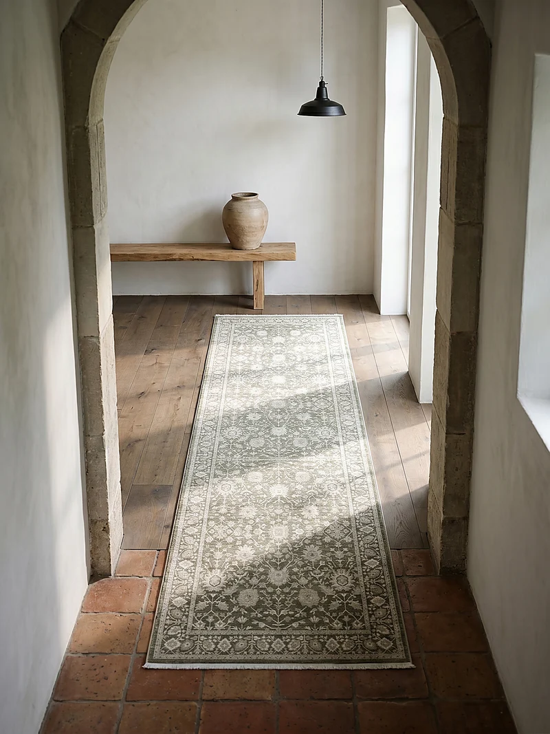 Kurzflor-Teppich Persisch-floraler Allover - Polypropylen-Polyester-Mix, 8 mm Gesamthöhe
