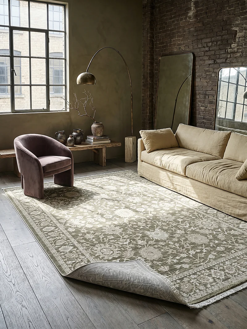 Kurzflor-Teppich Persisch-floraler Allover - Polypropylen-Polyester-Mix, 8 mm Gesamthöhe