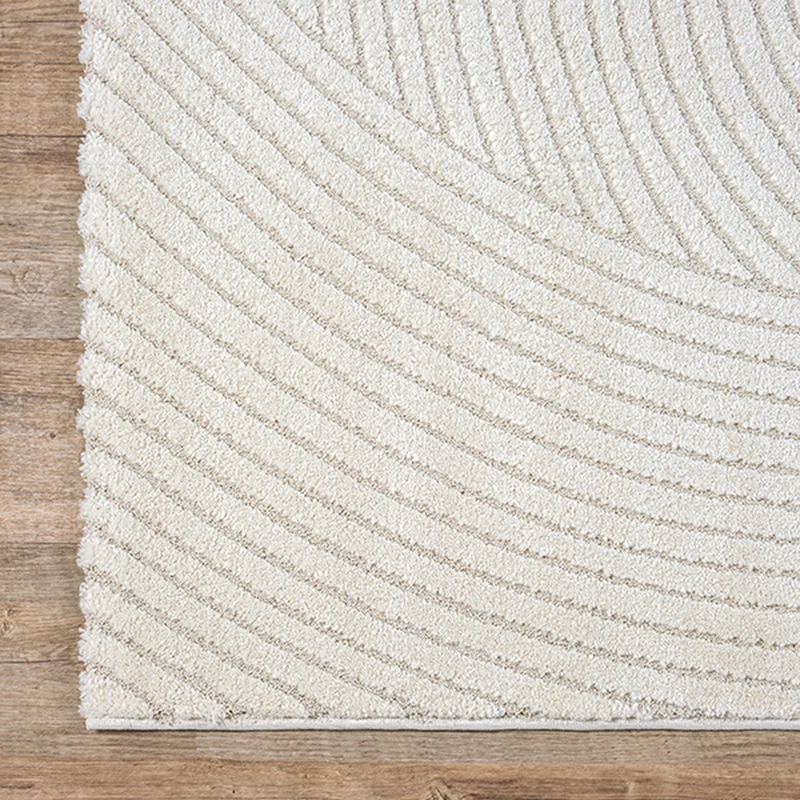 Kurzflor-Teppich geschwungene Bögen - Polypropylen-Polyester-Mix, 15 mm Gesamthöhe