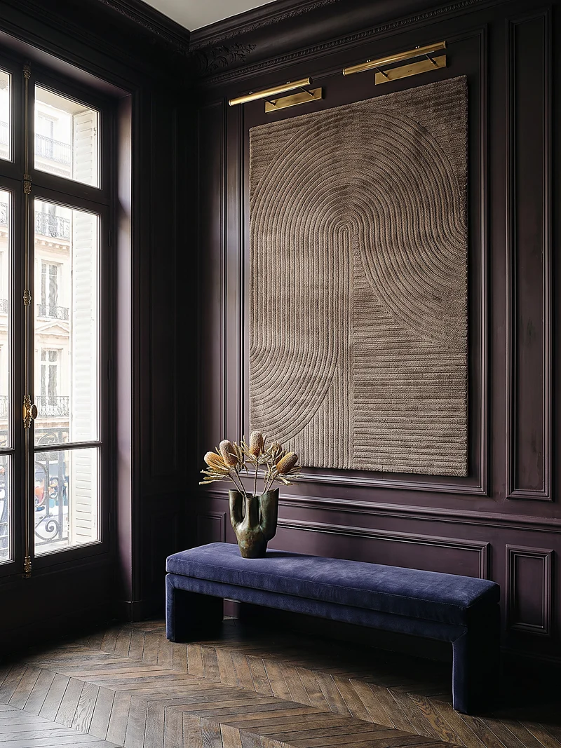 Kurzflor-Teppich 3D-Relief Zen-Halbkreise - Polypropylen-Polyester-Mix, 15 mm Gesamthöhe