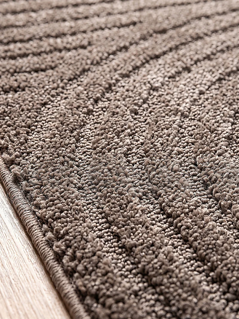 Kurzflor-Teppich 3D-Relief Zen-Halbkreise - Polypropylen-Polyester-Mix, 15 mm Gesamthöhe