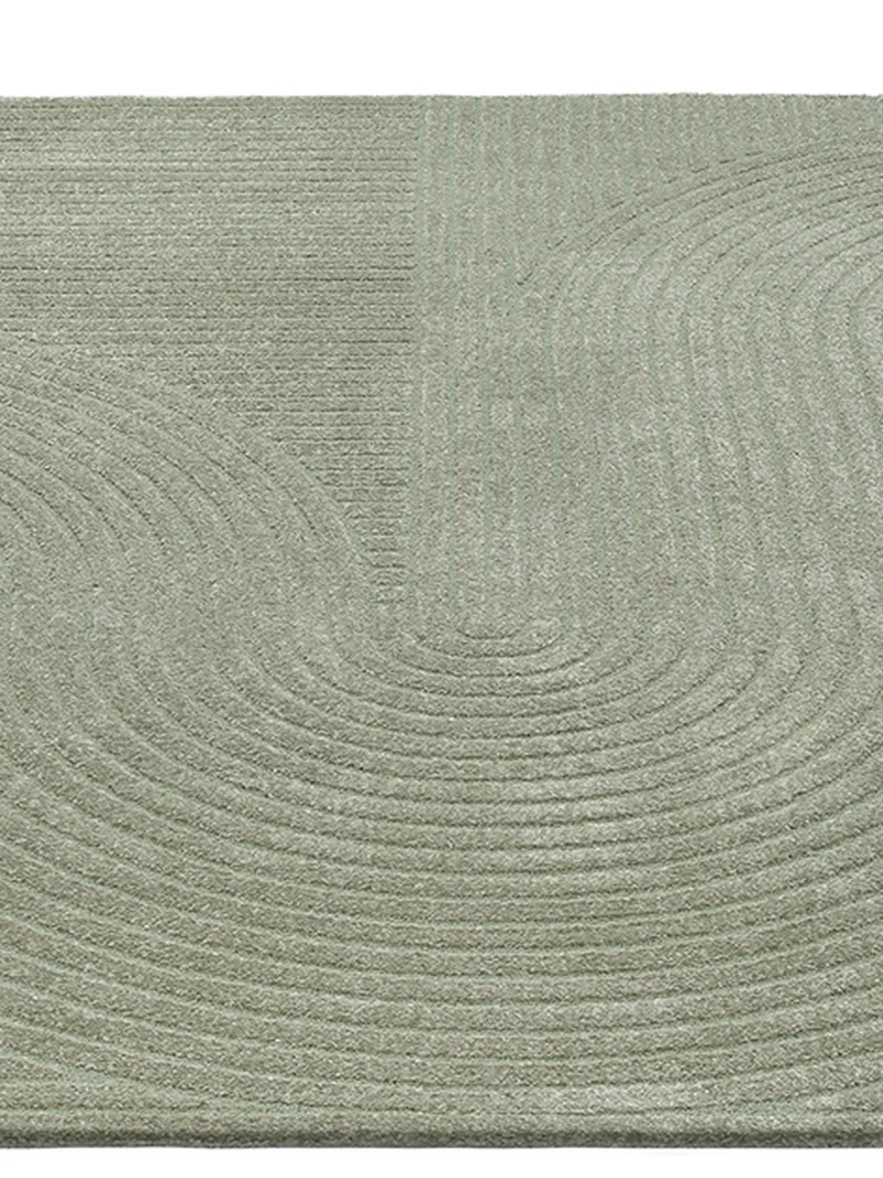 Kurzflor-Teppich 3D-Relief Zen-Halbkreise - Polypropylen-Polyester-Mix, 15 mm Gesamthöhe