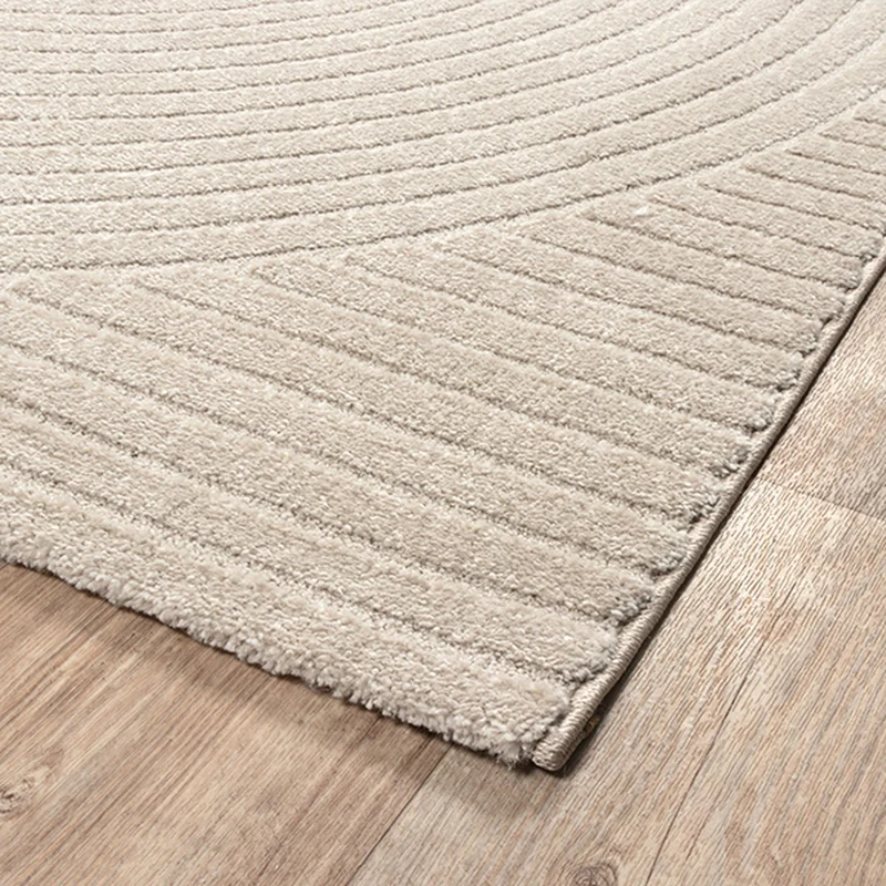 Kurzflor-Teppich 3D-Relief Zen-Halbkreise - Polypropylen-Polyester-Mix, 15 mm Gesamthöhe