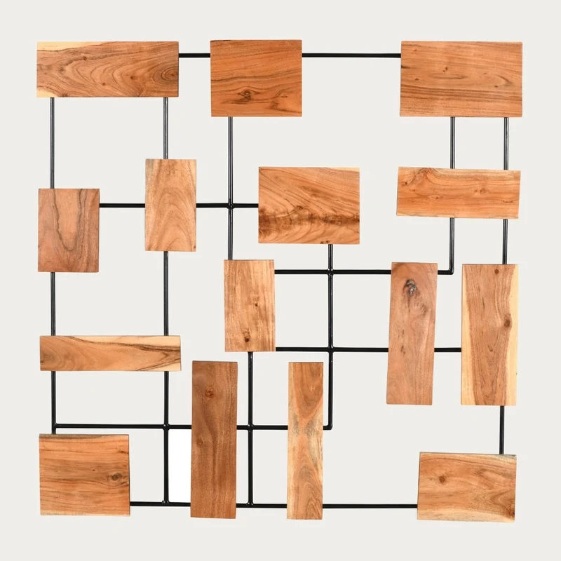 Wand-Deko-Objekt PARETO 70x70cm Unikat Akazienholz Wandbild