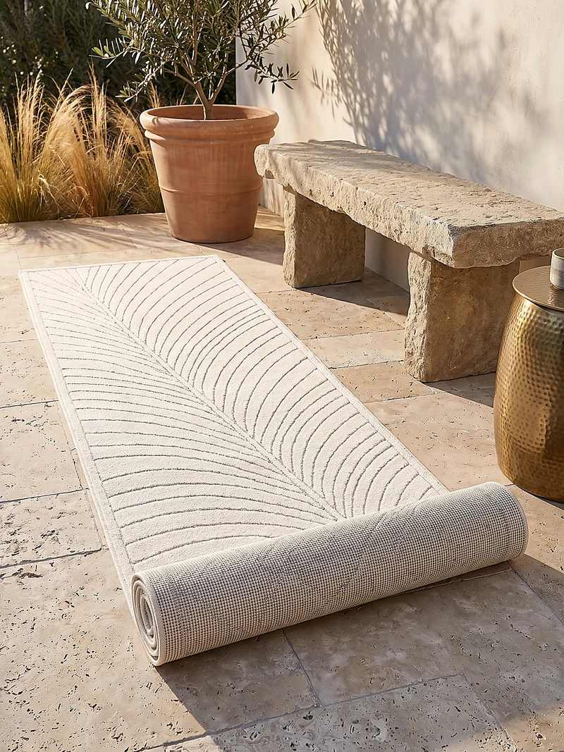 Kurzflor-Teppich mit Blattmuster – Schwer & Windstabil | 1.450 g/m² wetterfest