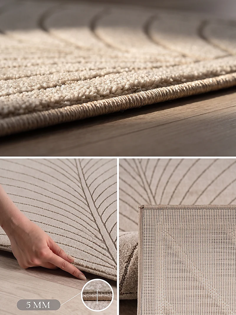 Kurzflor-Teppich mit Blattmuster – Schwer & Windstabil | 1.450 g/m² wetterfest