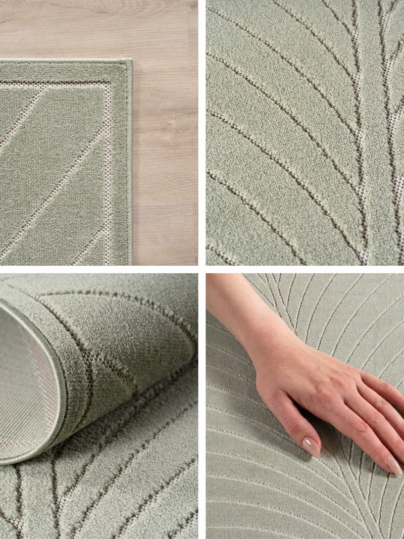 Kurzflor-Teppich mit Blattmuster – Schwer & Windstabil | 1.450 g/m² wetterfest