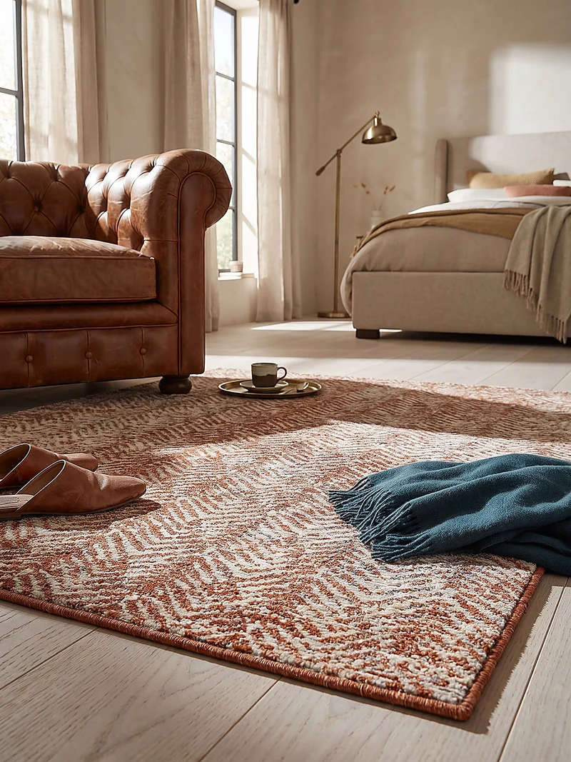 Kurzflor-Teppich Chevron · 100 % Polyester, gewebt · 7 mm Flor