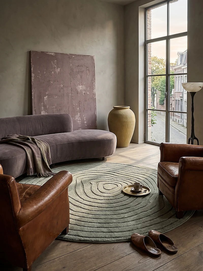 Kurzflor-Teppich Horizontale Wellen-Reihen - Polypropylen-Polyester-Mix, 15 mm Gesamthöhe