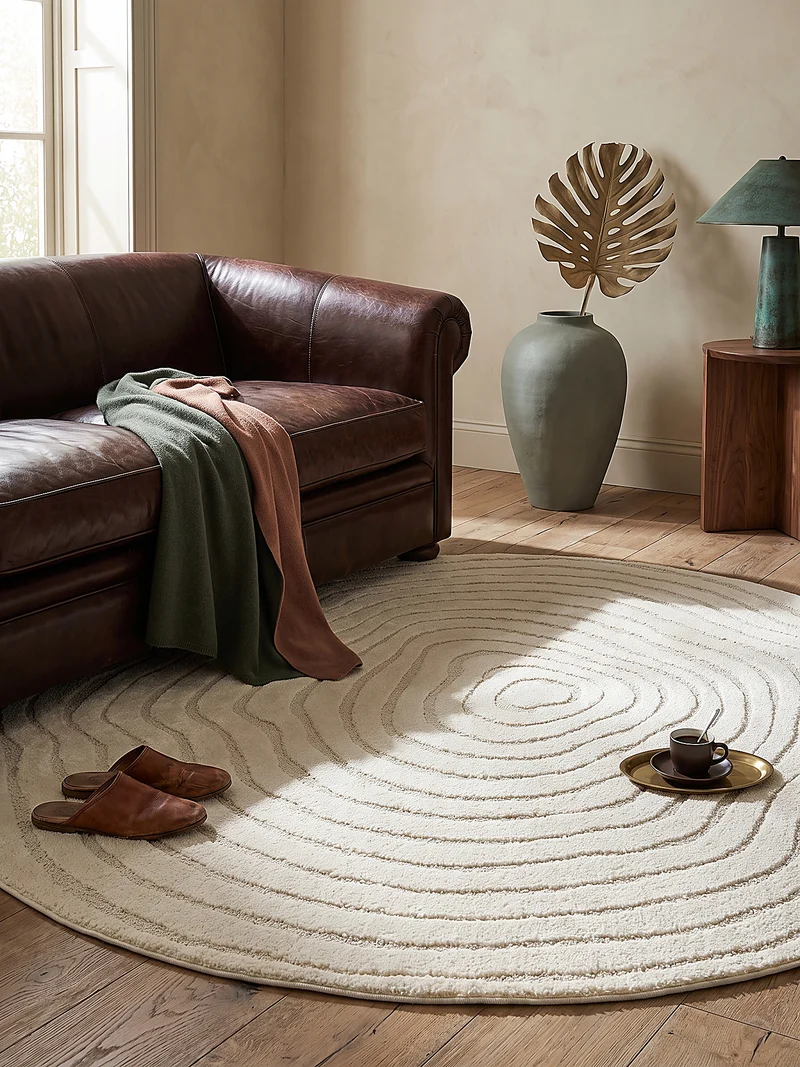 Kurzflor-Teppich Horizontale Wellen-Reihen - Polypropylen-Polyester-Mix, 15 mm Gesamthöhe