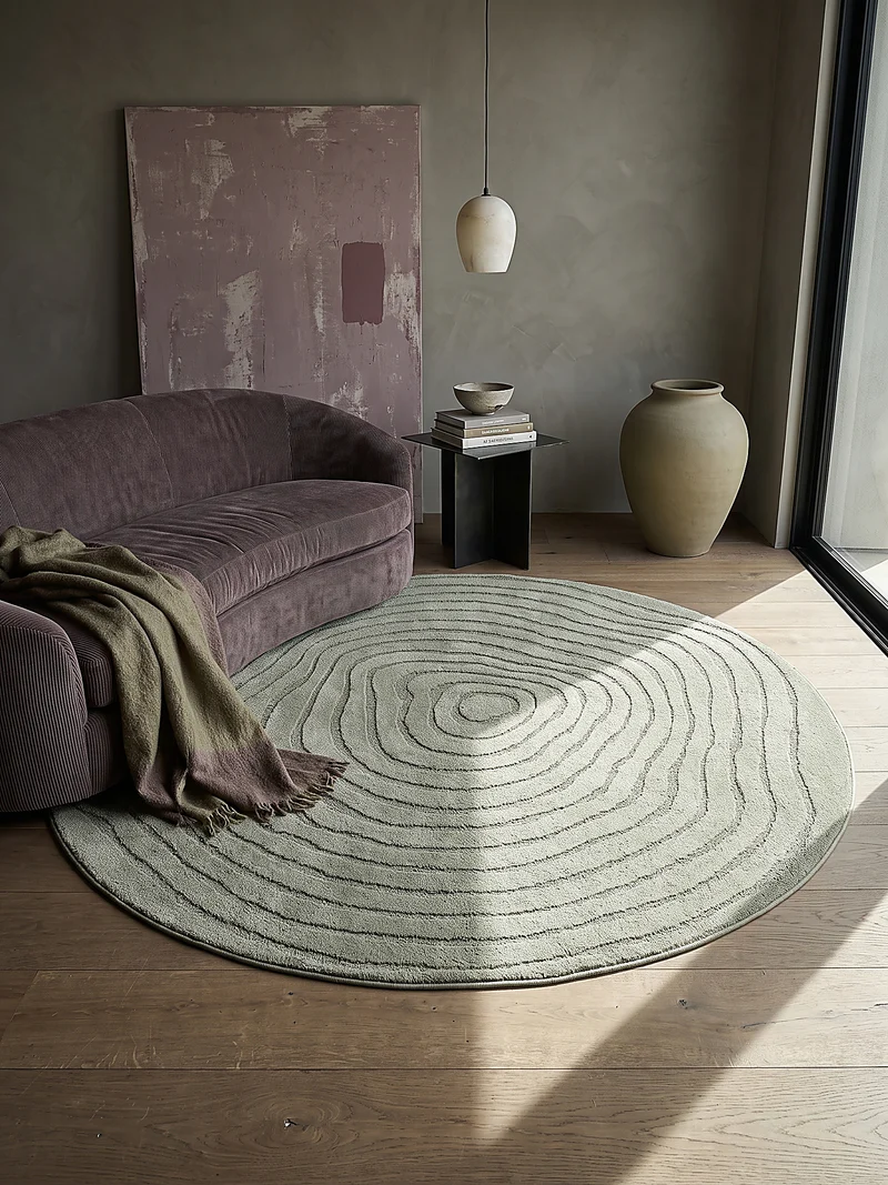 Kurzflor-Teppich Horizontale Wellen-Reihen - Polypropylen-Polyester-Mix, 15 mm Gesamthöhe