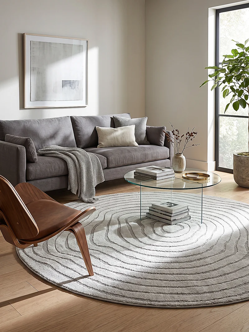 Kurzflor-Teppich Horizontale Wellen-Reihen - Polypropylen-Polyester-Mix, 15 mm Gesamthöhe