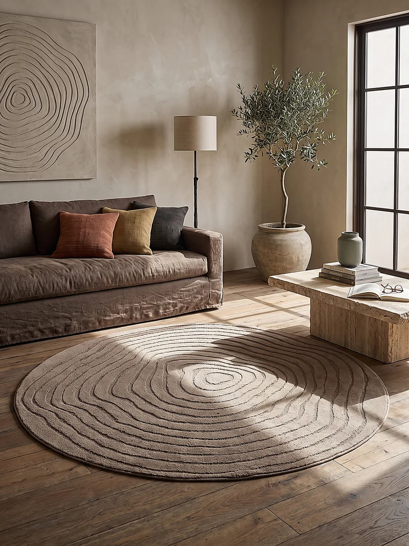 Kurzflor-Teppich Horizontale Wellen-Reihen - Polypropylen-Polyester-Mix, 15 mm Gesamthöhe
