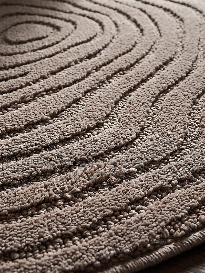 Kurzflor-Teppich Horizontale Wellen-Reihen - Polypropylen-Polyester-Mix, 15 mm Gesamthöhe