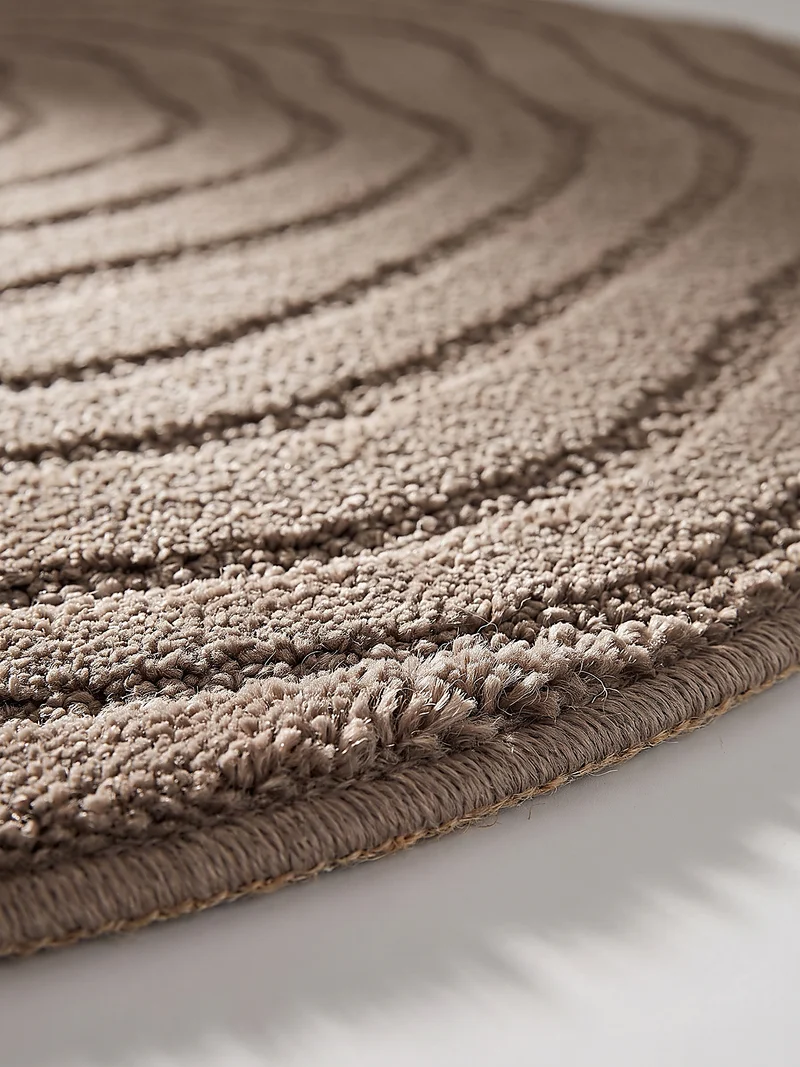 Kurzflor-Teppich Horizontale Wellen-Reihen - Polypropylen-Polyester-Mix, 15 mm Gesamthöhe