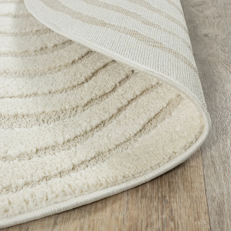 Kurzflor-Teppich Horizontale Wellen-Reihen - Polypropylen-Polyester-Mix, 15 mm Gesamthöhe