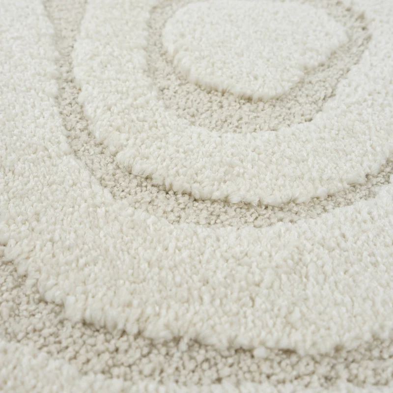 Kurzflor-Teppich Horizontale Wellen-Reihen - Polypropylen-Polyester-Mix, 15 mm Gesamthöhe