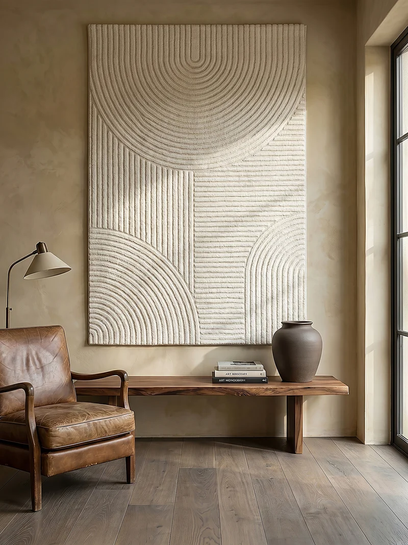 Kurzflor-Teppich 3D-Relief Halbkreise - Polypropylen-Polyester-Mix, 15 mm Gesamthöhe