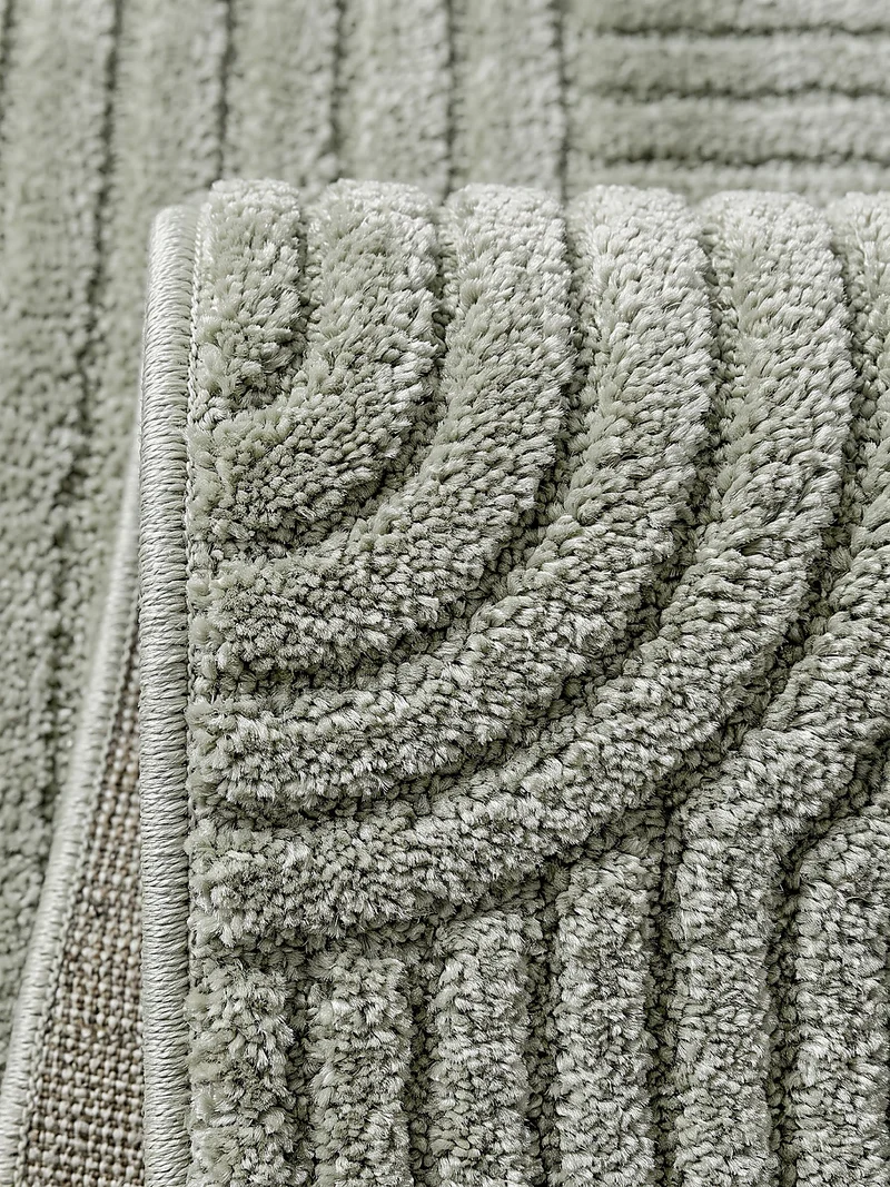 Kurzflor-Teppich 3D-Relief Halbkreise - Polypropylen-Polyester-Mix, 15 mm Gesamthöhe